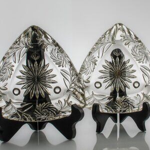 Pair of Mid-Century Modern Pressed Glass Footed Ashtrays